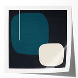 Minimalist Abstract Wall Art - Teal and Black Geometric Print