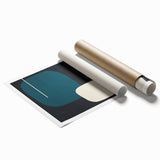 Minimalist Abstract Wall Art - Teal and Black Geometric Print