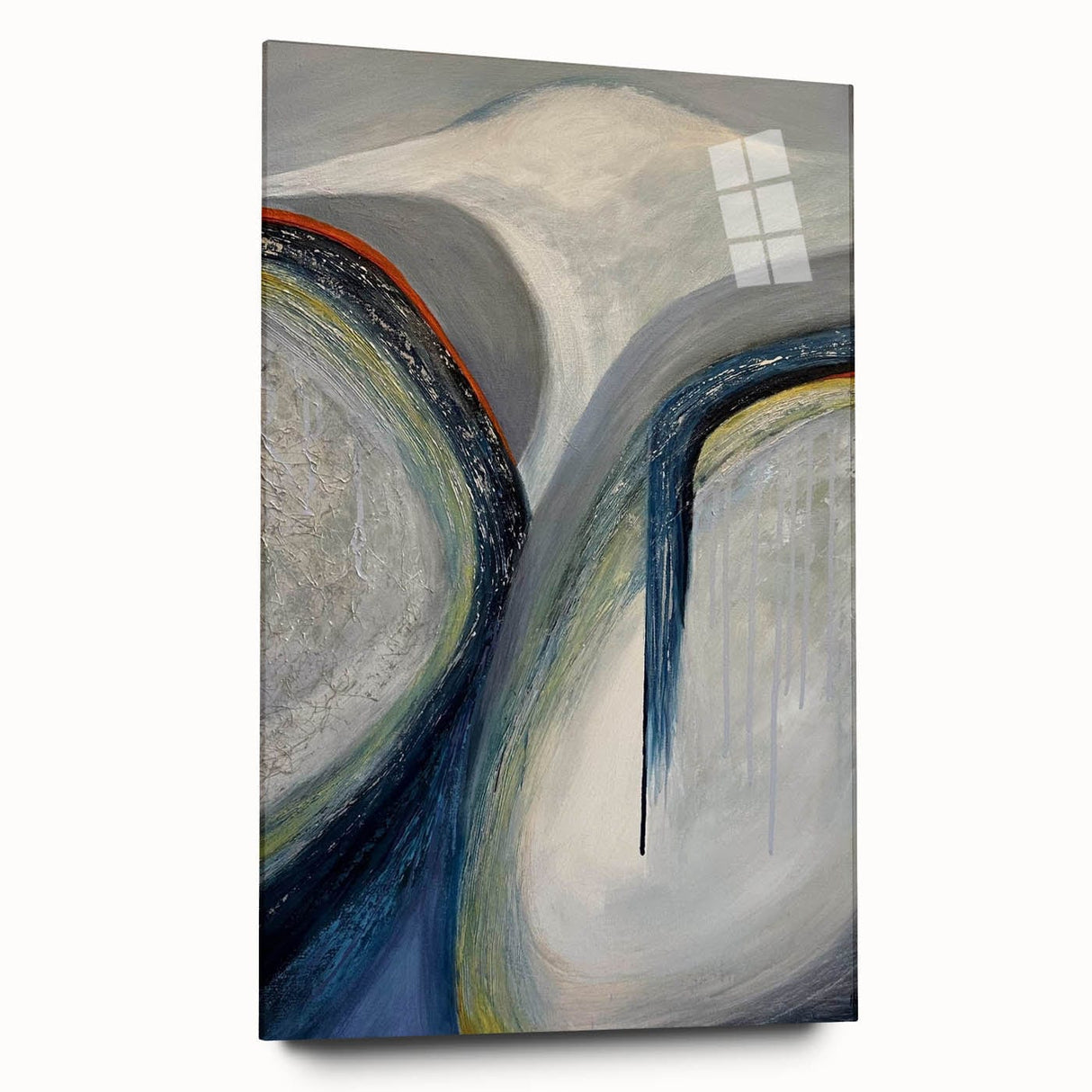 Moody Modern Wall Art – Abstract Gray & Blue Fluid Painting
