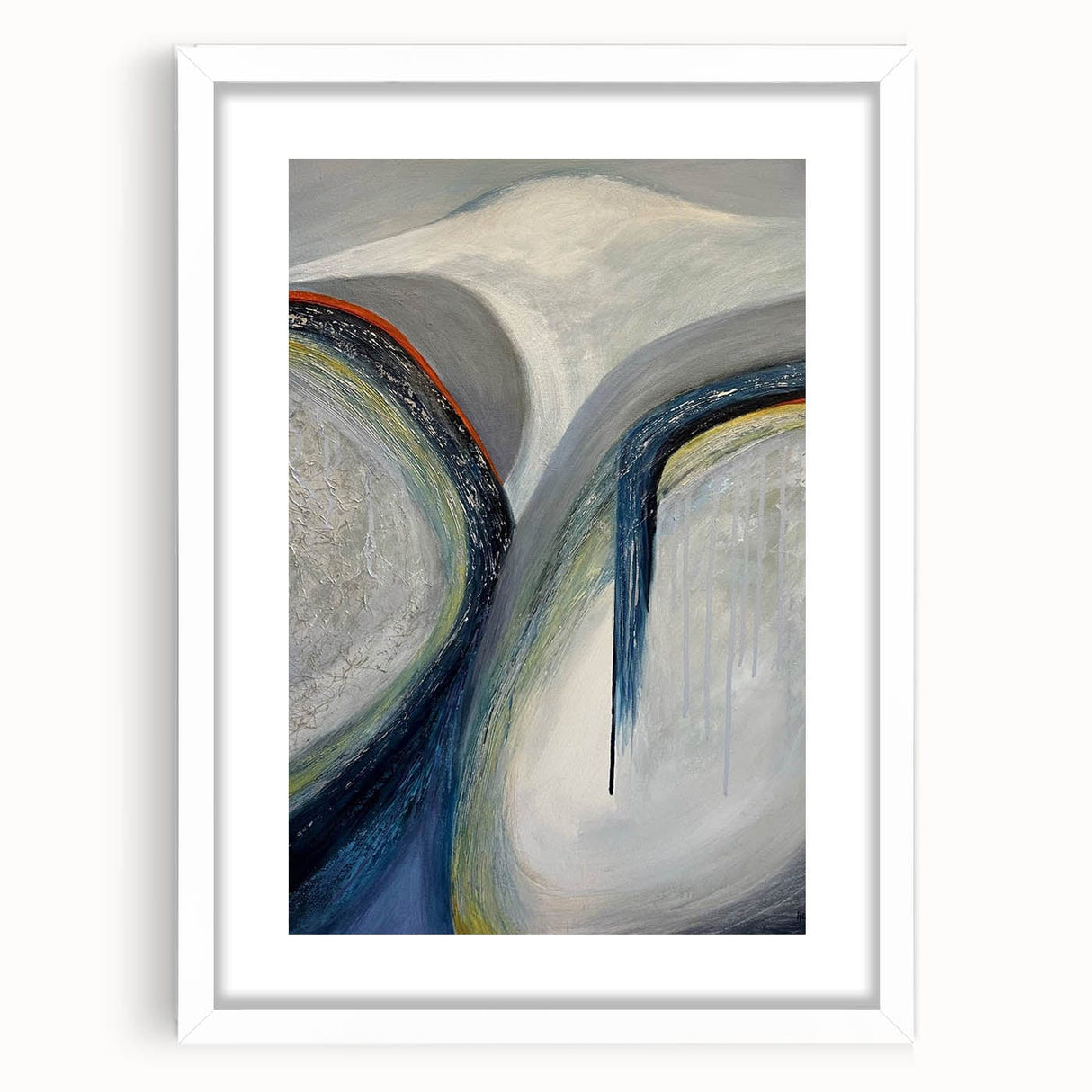 Moody Modern Wall Art – Abstract Gray & Blue Fluid Painting