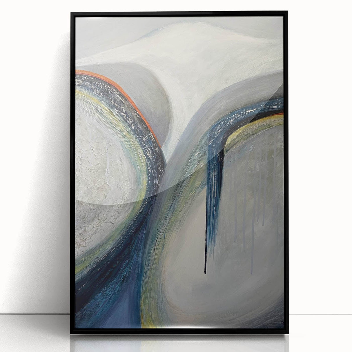Moody Modern Wall Art – Abstract Gray & Blue Fluid Painting