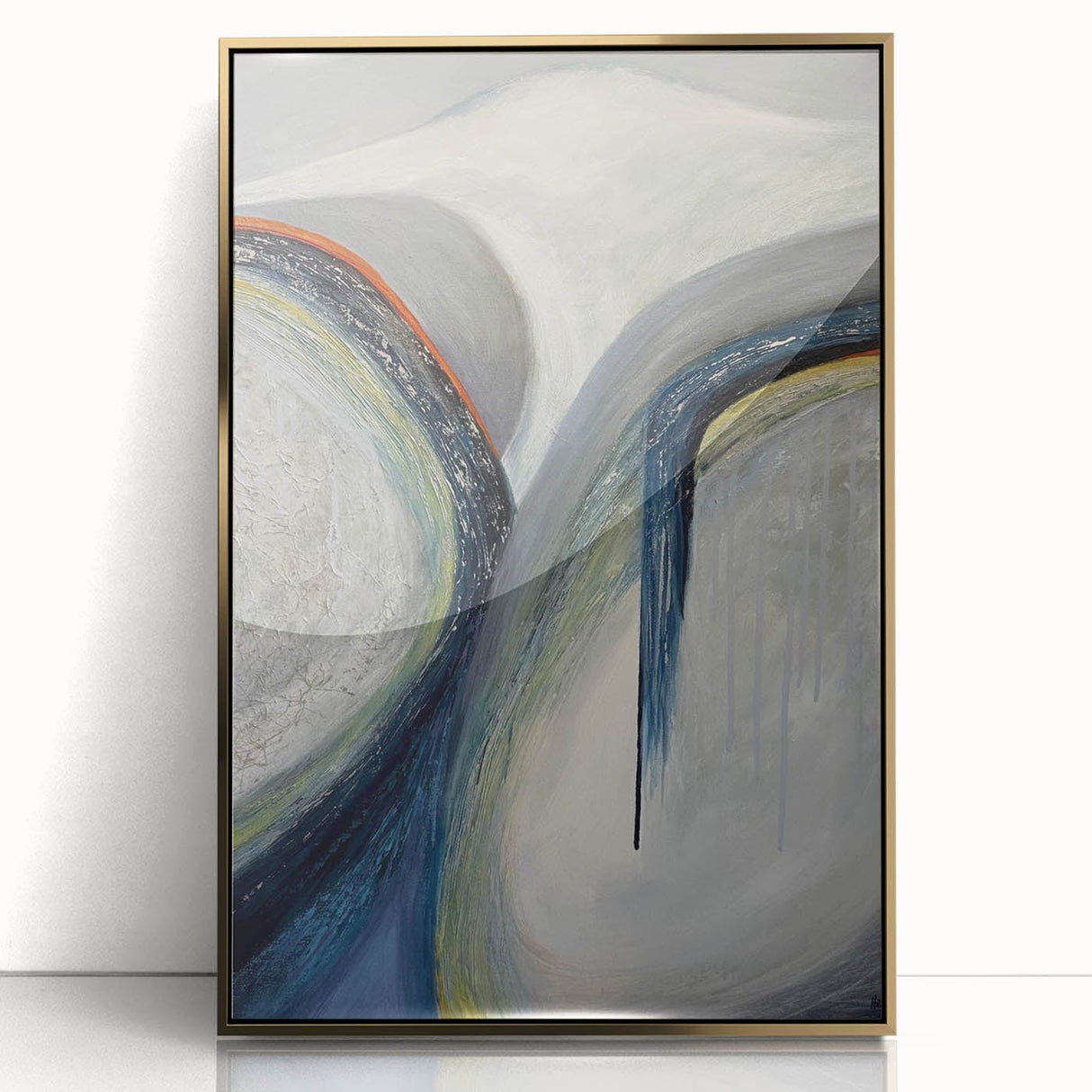 Moody Modern Wall Art – Abstract Gray & Blue Fluid Painting