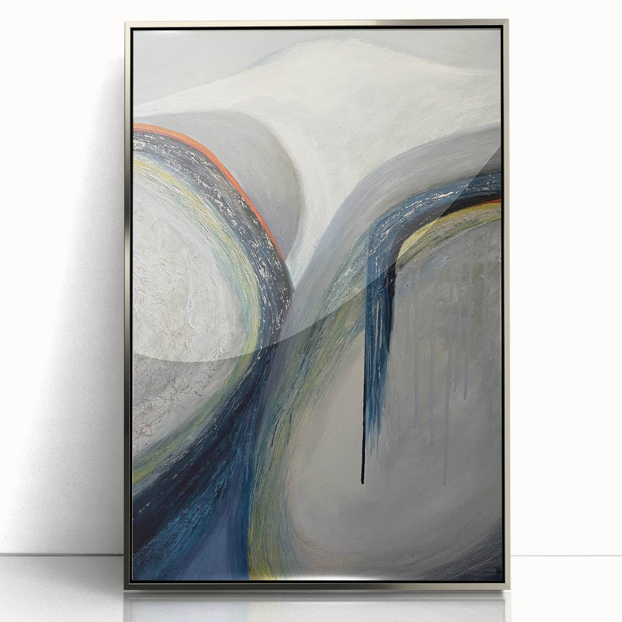Moody Modern Wall Art – Abstract Gray & Blue Fluid Painting