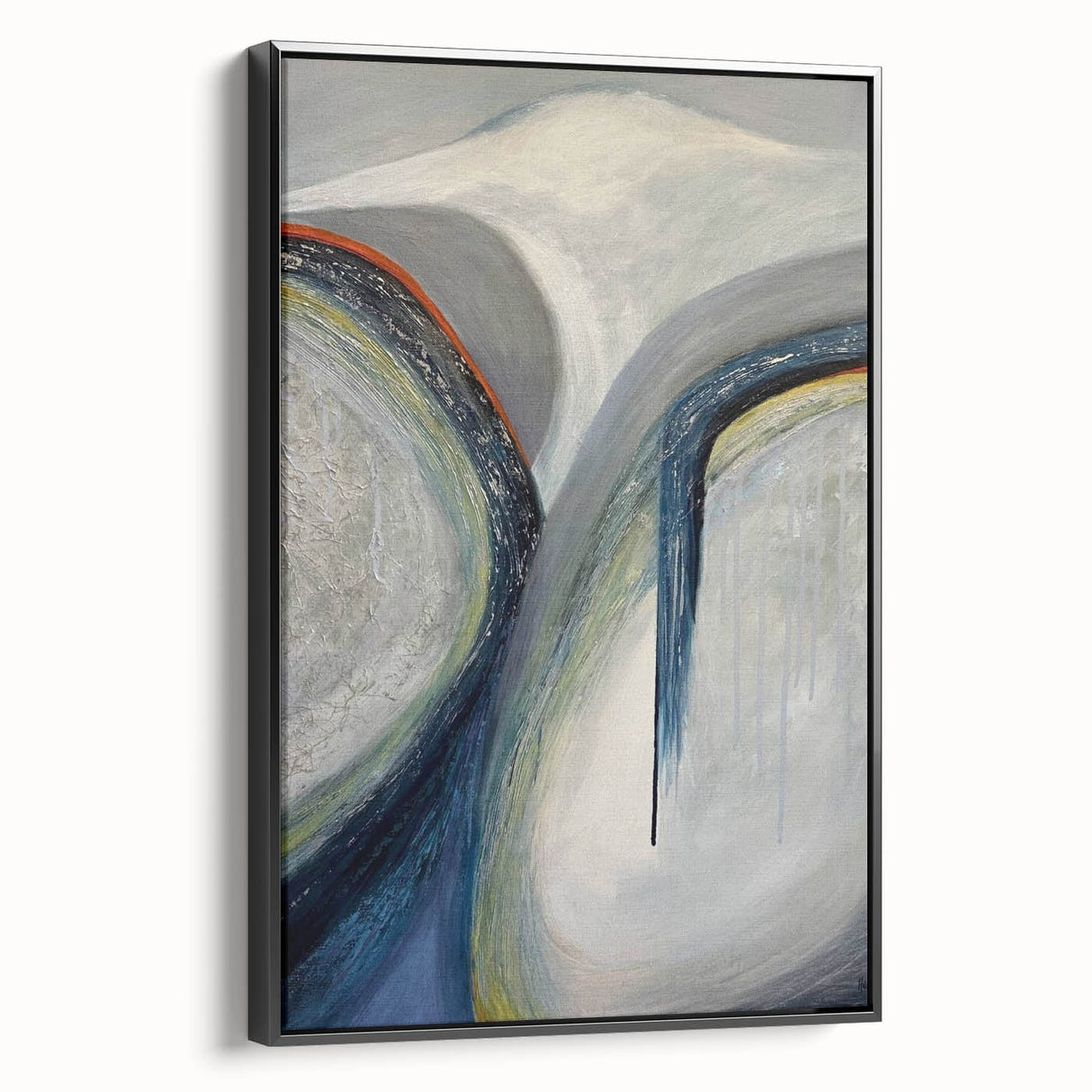 Moody Modern Wall Art – Abstract Gray & Blue Fluid Painting