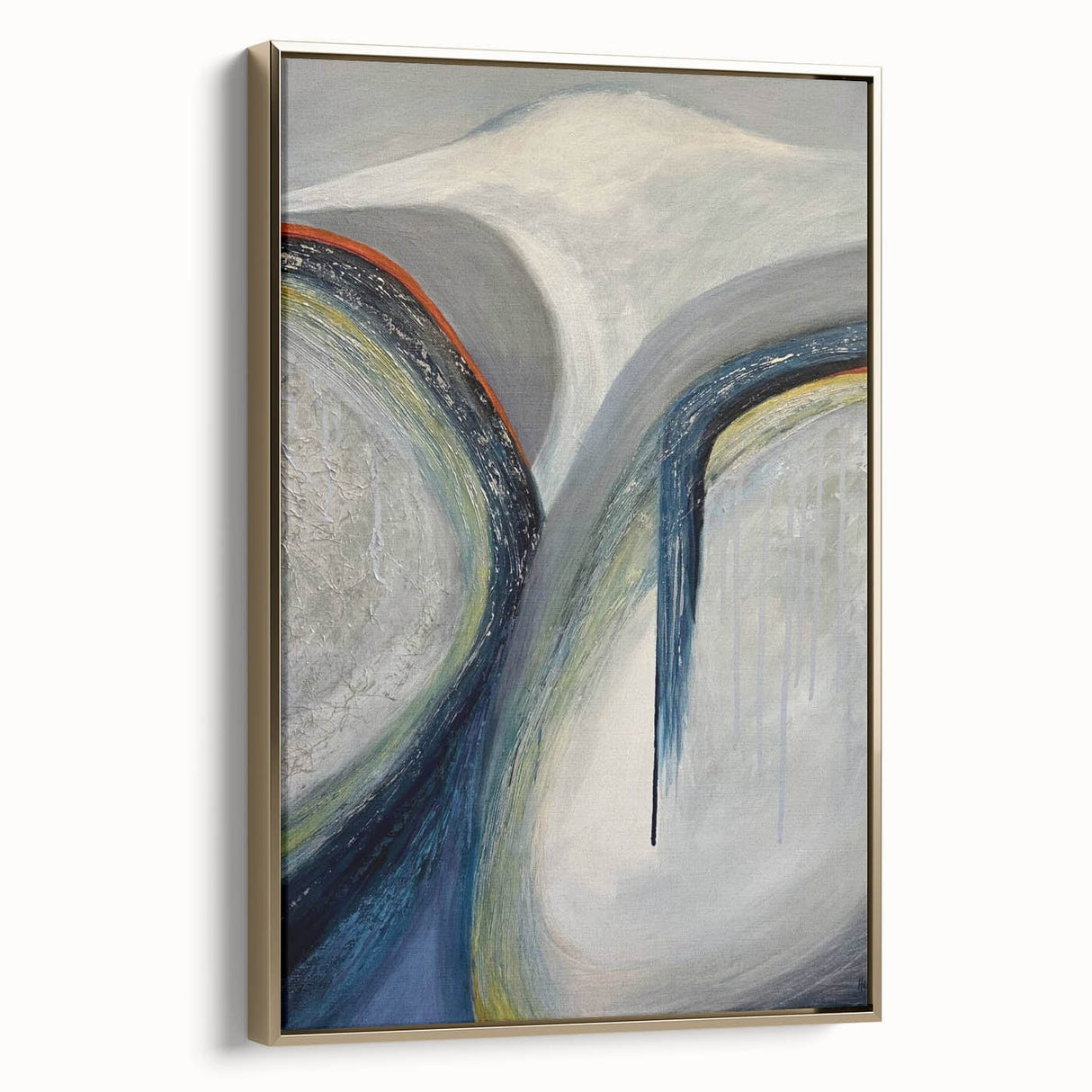 Moody Modern Wall Art – Abstract Gray & Blue Fluid Painting