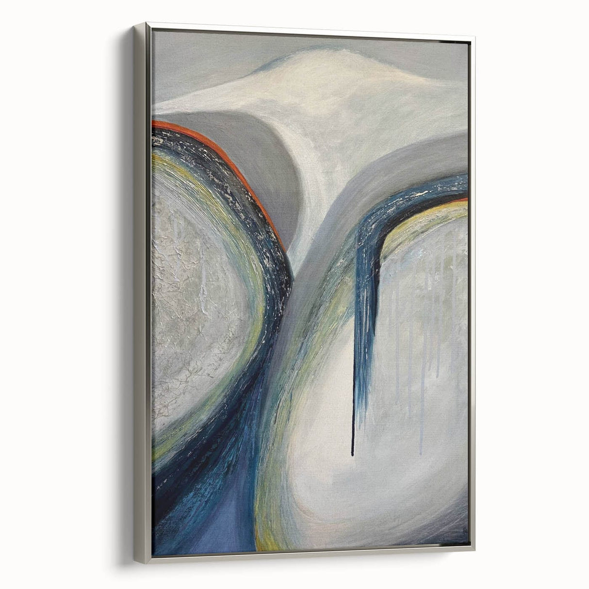 Moody Modern Wall Art – Abstract Gray & Blue Fluid Painting
