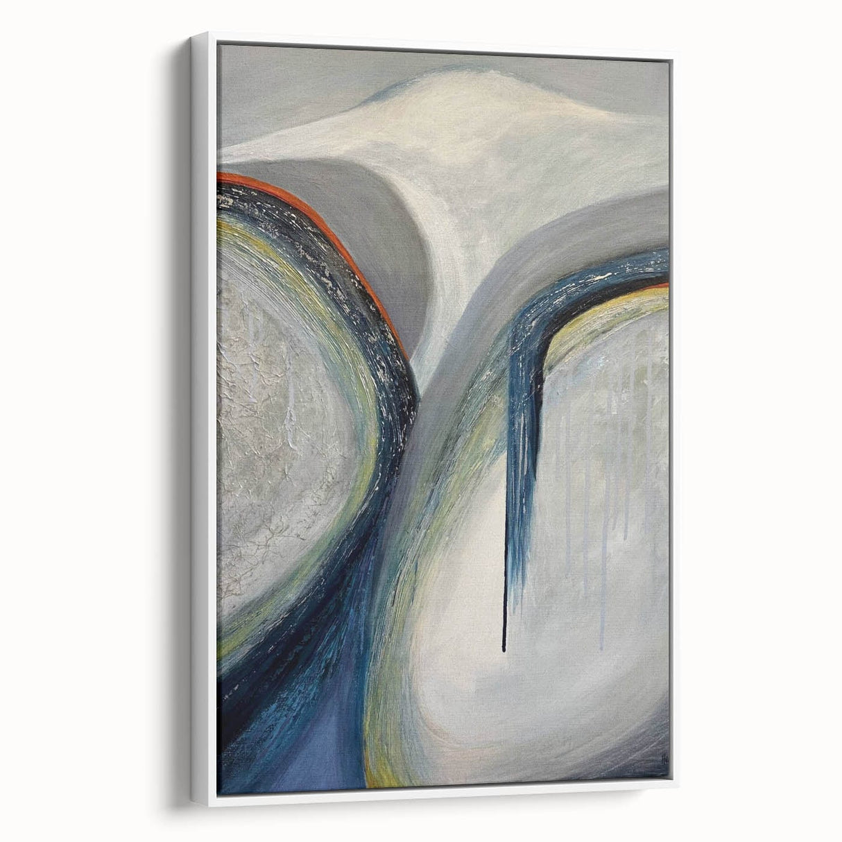 Moody Modern Wall Art – Abstract Gray & Blue Fluid Painting