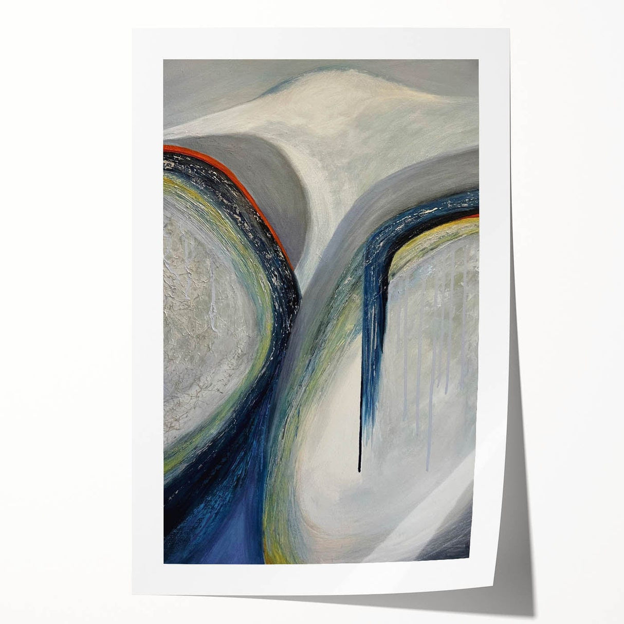 Moody Modern Wall Art – Abstract Gray & Blue Fluid Painting