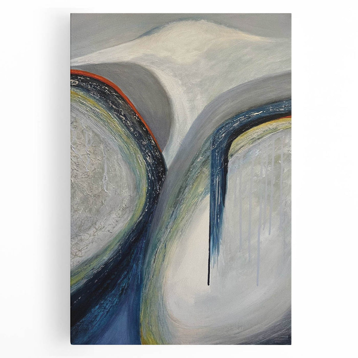 Moody Modern Wall Art – Abstract Gray & Blue Fluid Painting