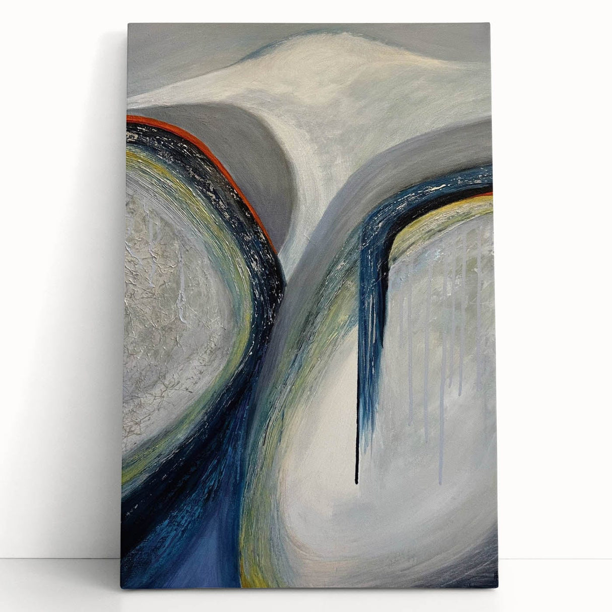 Moody Modern Wall Art – Abstract Gray & Blue Fluid Painting