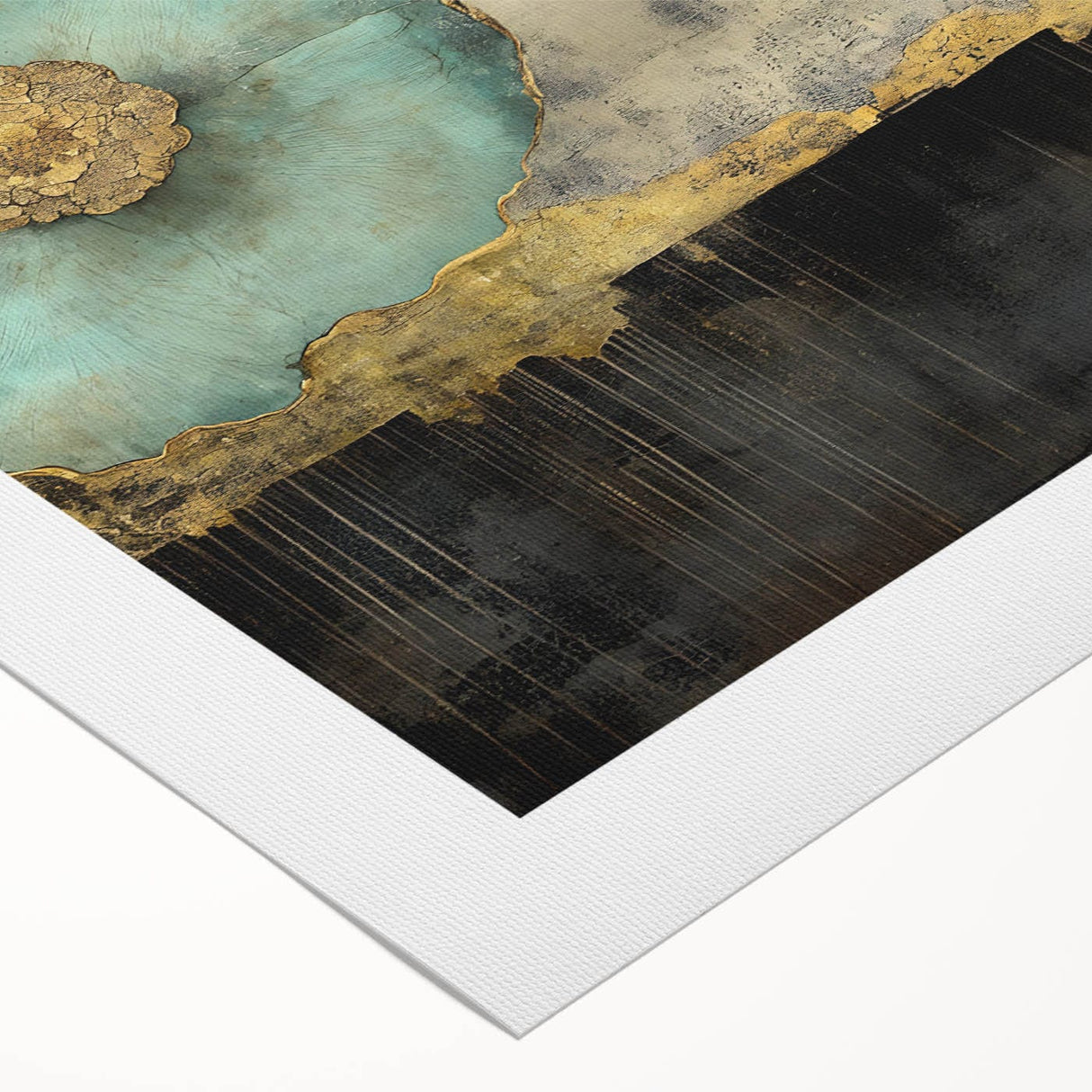Golden Bloom – Fluid Acrylic Wall Decor with Turquoise Accents