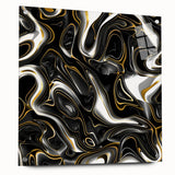 Luxury Black and Gold Abstract Art - Modern Swirl Canvas Print