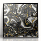 Luxury Black and Gold Abstract Art - Modern Swirl Canvas Print