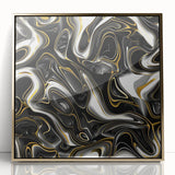 Luxury Black and Gold Abstract Art - Modern Swirl Canvas Print