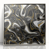 Luxury Black and Gold Abstract Art - Modern Swirl Canvas Print