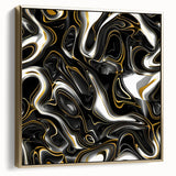 Luxury Black and Gold Abstract Art - Modern Swirl Canvas Print