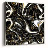 Luxury Black and Gold Abstract Art - Modern Swirl Canvas Print
