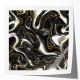 Luxury Black and Gold Abstract Art - Modern Swirl Canvas Print