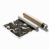 Luxury Black and Gold Abstract Art - Modern Swirl Canvas Print