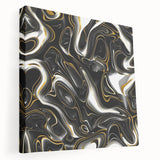 Luxury Black and Gold Abstract Art - Modern Swirl Canvas Print