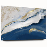 Earthen Harmony Abstracts – Navy Blue and Gold Modern Wall Art