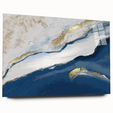 Earthen Harmony Abstracts – Navy Blue and Gold Modern Wall Art