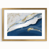 Earthen Harmony Abstracts – Navy Blue and Gold Modern Wall Art