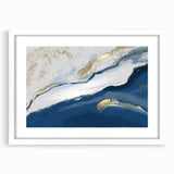 Earthen Harmony Abstracts – Navy Blue and Gold Modern Wall Art