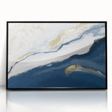 Earthen Harmony Abstracts – Navy Blue and Gold Modern Wall Art