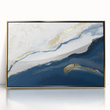 Earthen Harmony Abstracts – Navy Blue and Gold Modern Wall Art