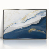Earthen Harmony Abstracts – Navy Blue and Gold Modern Wall Art