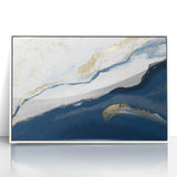 Earthen Harmony Abstracts – Navy Blue and Gold Modern Wall Art
