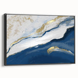 Earthen Harmony Abstracts – Navy Blue and Gold Modern Wall Art