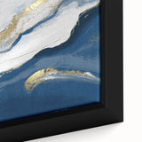 Earthen Harmony Abstracts – Navy Blue and Gold Modern Wall Art