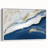 Earthen Harmony Abstracts – Navy Blue and Gold Modern Wall Art
