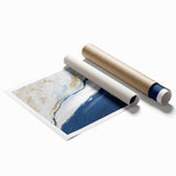 Earthen Harmony Abstracts – Navy Blue and Gold Modern Wall Art