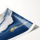 Earthen Harmony Abstracts – Navy Blue and Gold Modern Wall Art