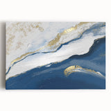Earthen Harmony Abstracts – Navy Blue and Gold Modern Wall Art