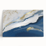 Earthen Harmony Abstracts – Navy Blue and Gold Modern Wall Art