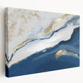 Earthen Harmony Abstracts – Navy Blue and Gold Modern Wall Art