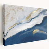 Earthen Harmony Abstracts – Navy Blue and Gold Modern Wall Art
