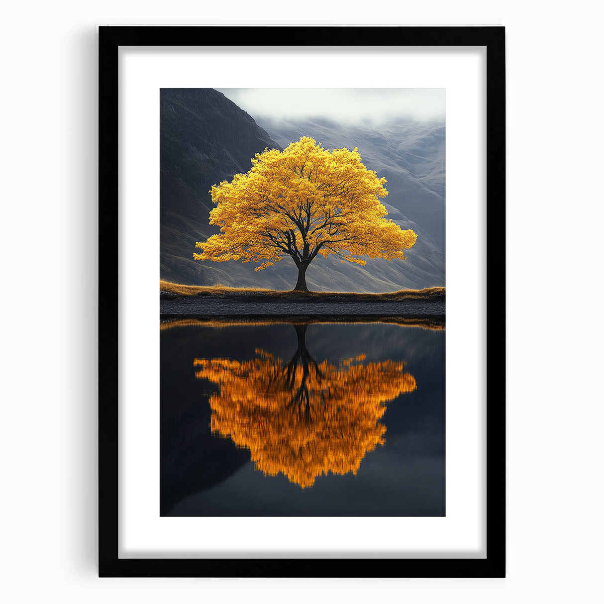 Golden Tree Reflection – Majestic Nature Art Print
