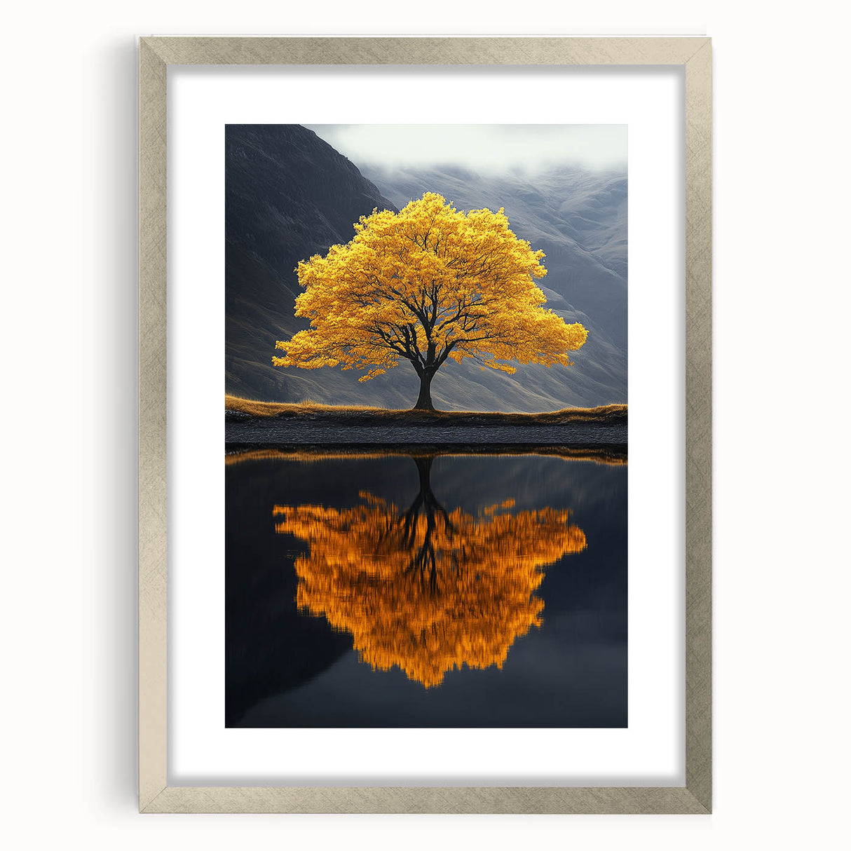 Golden Tree Reflection – Majestic Nature Art Print
