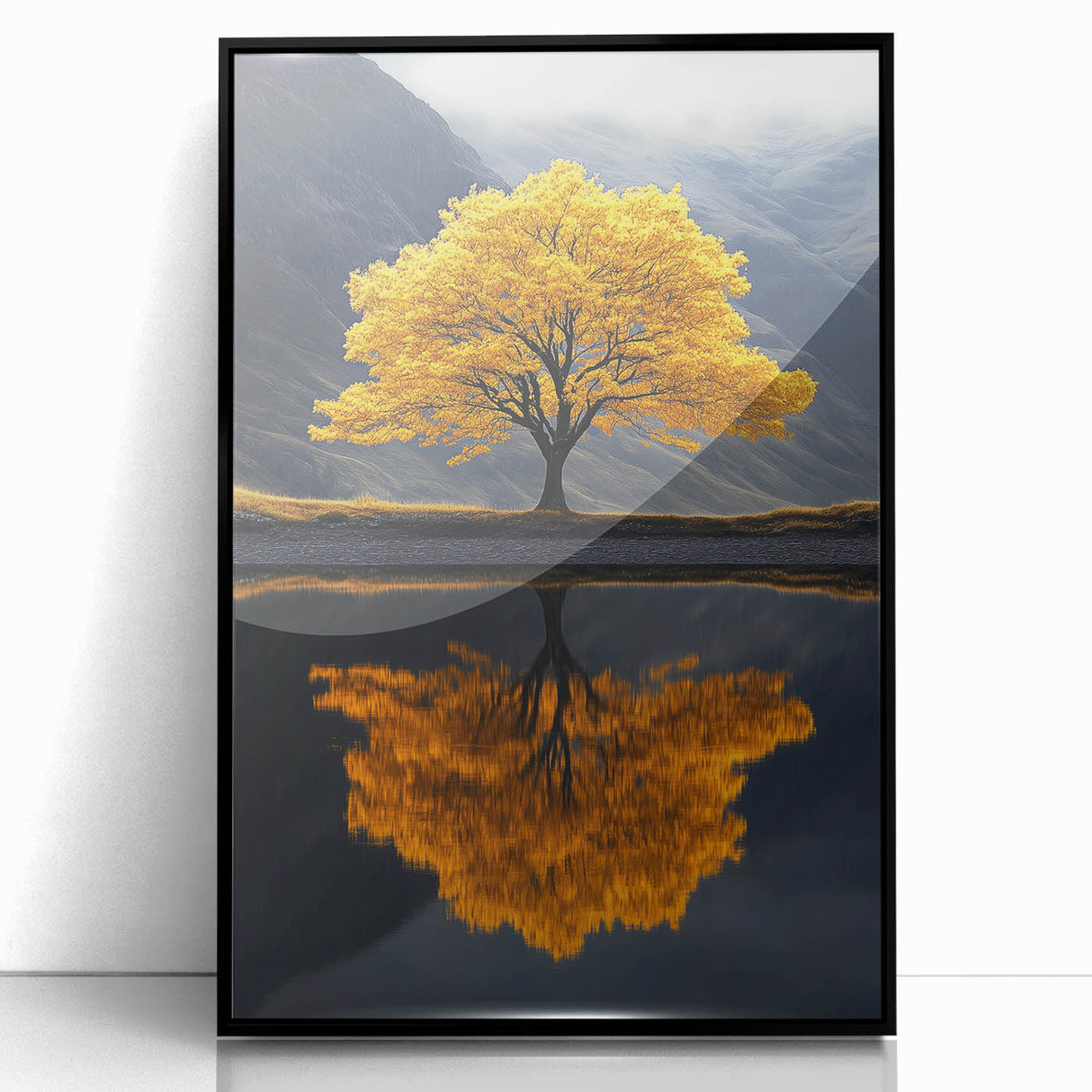 Golden Tree Reflection – Majestic Nature Art Print