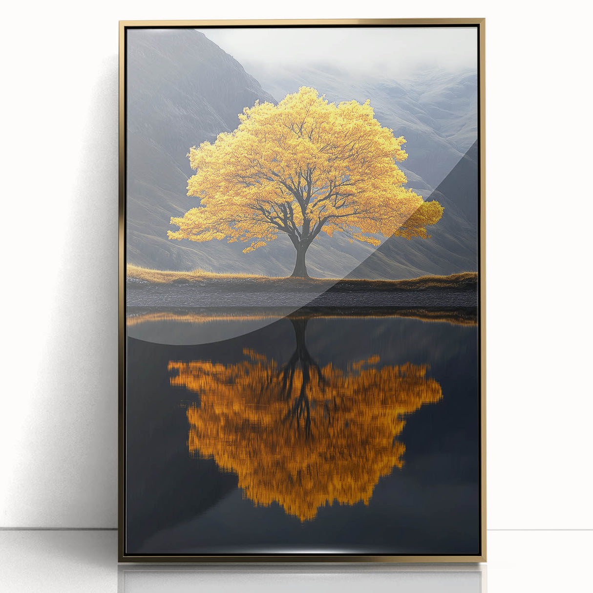 Golden Tree Reflection – Majestic Nature Art Print