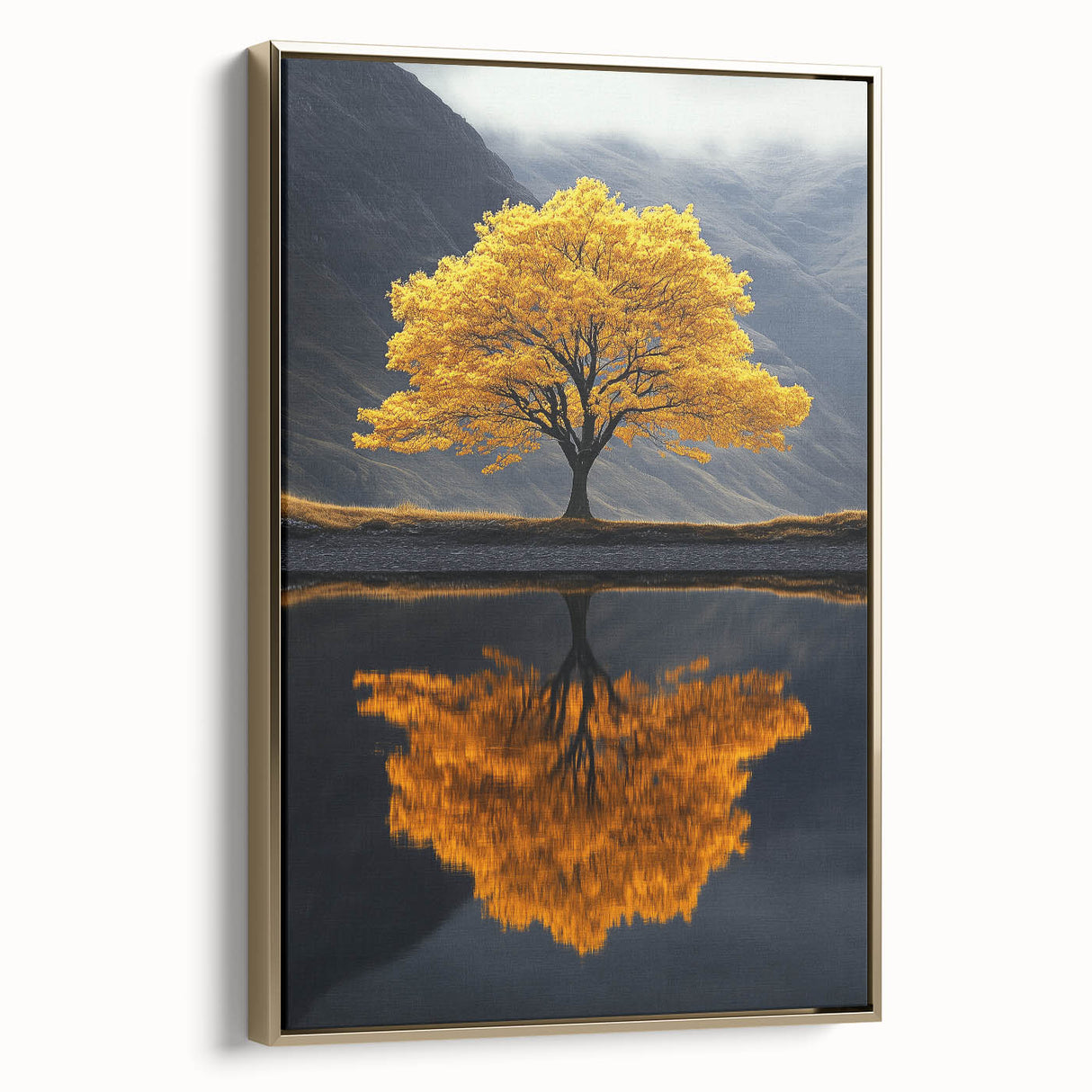 Golden Tree Reflection – Majestic Nature Art Print