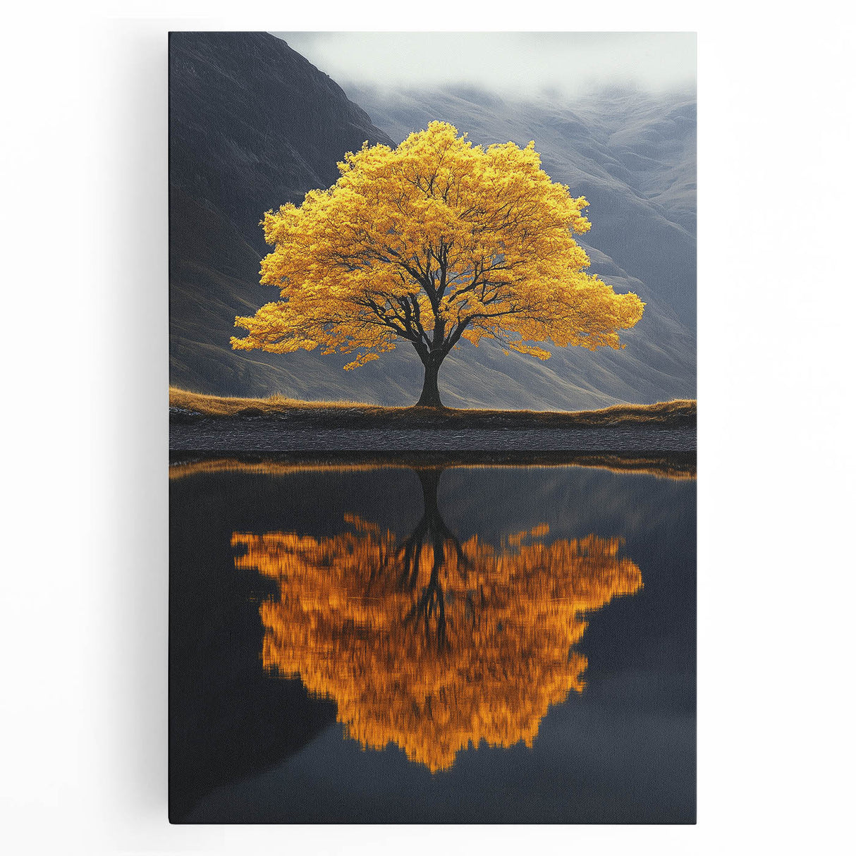Golden Tree Reflection – Majestic Nature Art Print