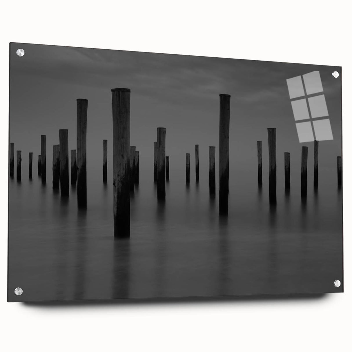 Contemporary Minimalist Nature Art – Pier Posts in Silent Water