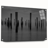 Contemporary Minimalist Nature Art – Pier Posts in Silent Water