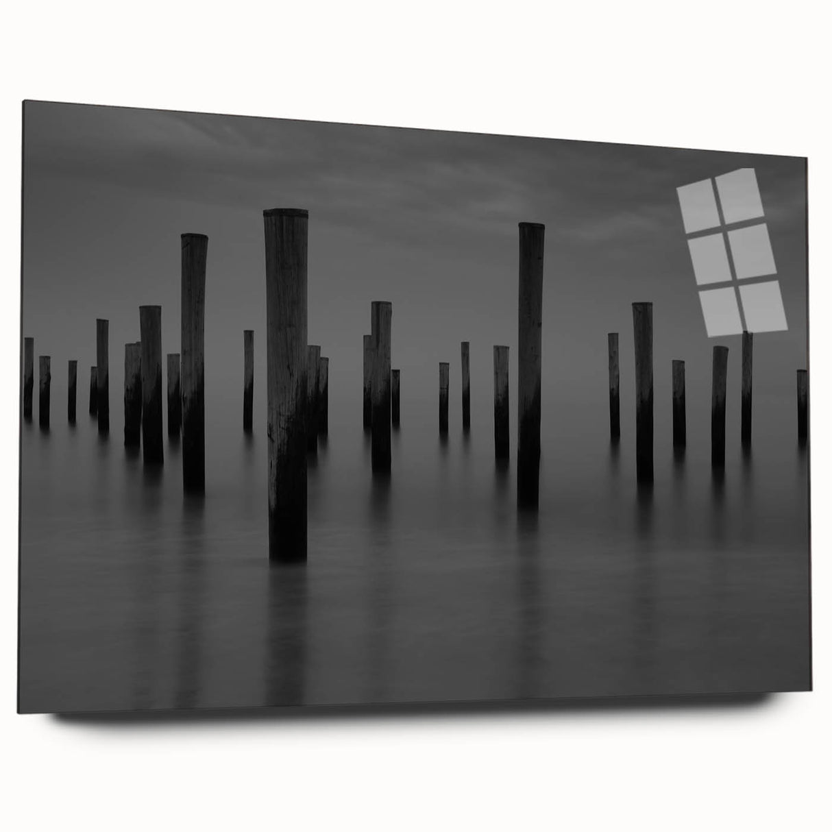 Contemporary Minimalist Nature Art – Pier Posts in Silent Water